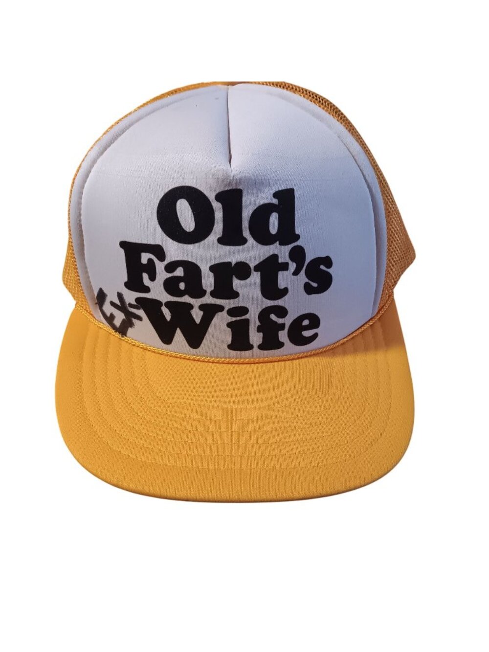 Mesh Trucker Cap Old Farts Ex-Wife Yellow White Adjustable Medium/Large Skater